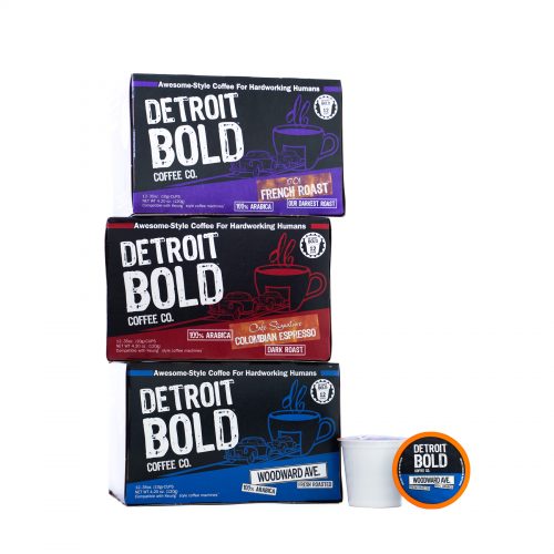 3 pack single serve coffee cups k-cup style Detroit Bold